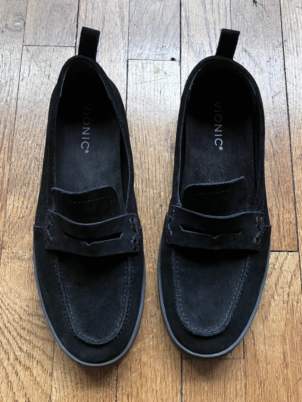 Vionic Uptown Black Suede Loafers Size 9 Wide